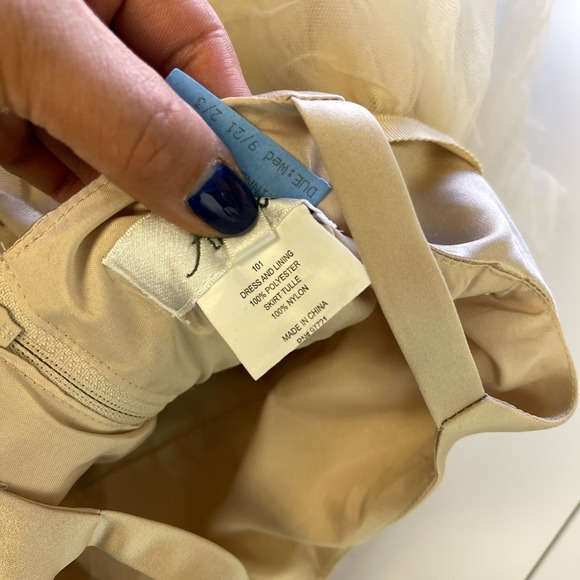 US Angels (18M 18 Mos) Flower Girl Satin Tulle Dress in Champagne Beige Wedding - Picture 8 of 9